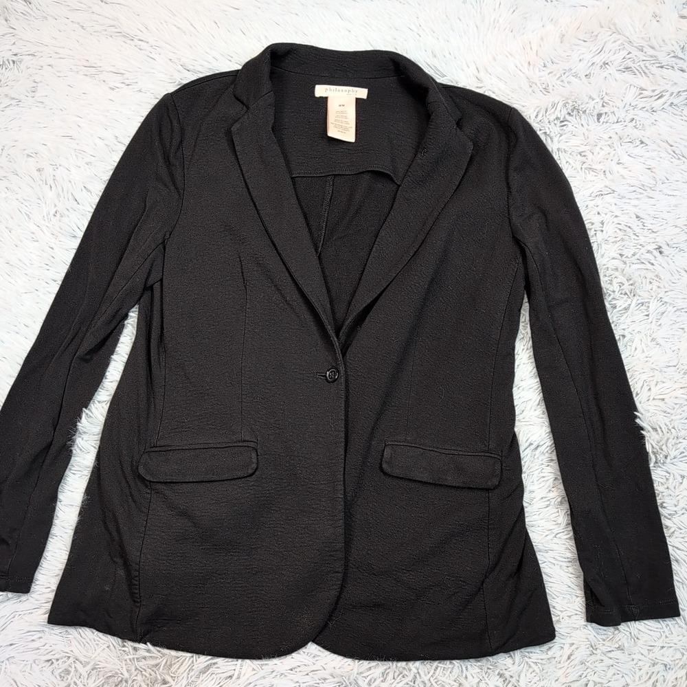 Philosophy Jacket Womens M Black Blazer Career Comfort Preppy Casual Soft